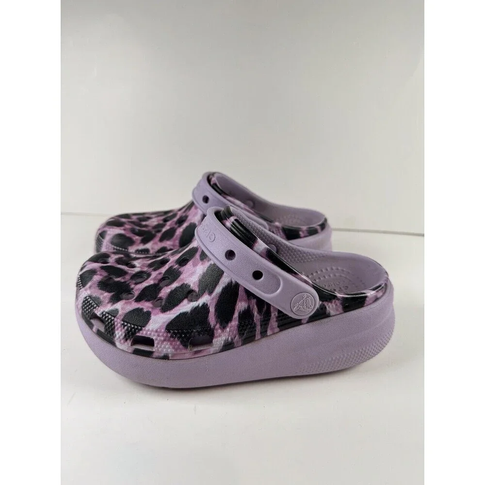 Crocs Kids Sandals Purple Classic Animal Cutie Clog Water Outdoor Casual Size 1